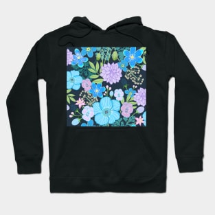 Blue vintage floral pattern Hoodie